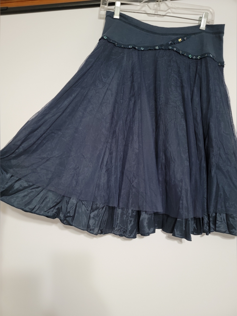 Free People Y2K Vintage Navy Blue Tulle A-Line Skirt Size 6 - Picture 2 of 4